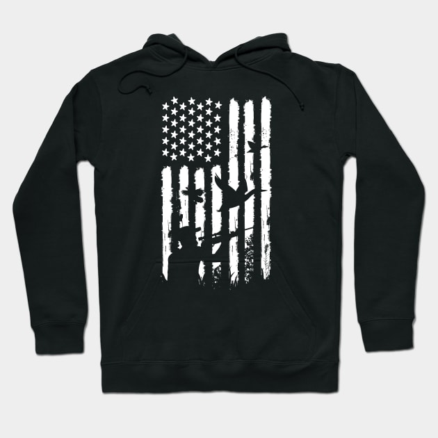 Distressed American Flag Hunting Hoodie by Wintrly